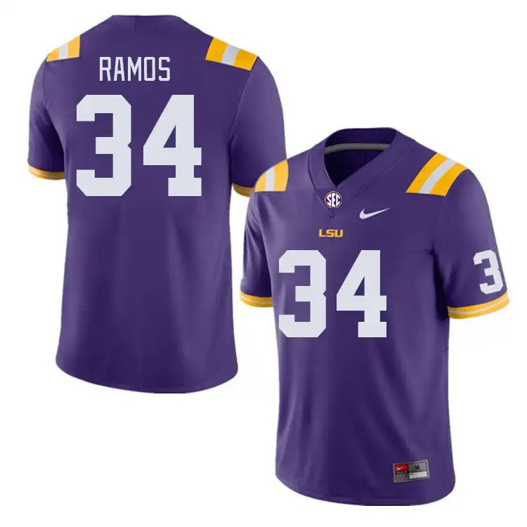 Men's LSU Tigers Damian Ramos #34 Purple NCAA Football Jersey